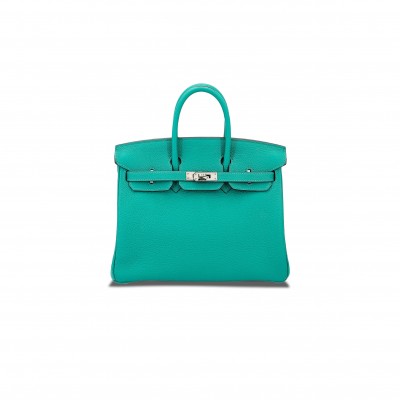 HERMÈS MASTER BIRKIN 25 TOGO LEATHER PEACOCK BLUE SILVER BUCKLE 1720000492 (25*20*13cm)